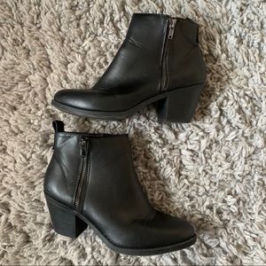 Black Faux Leather Ankle Boots